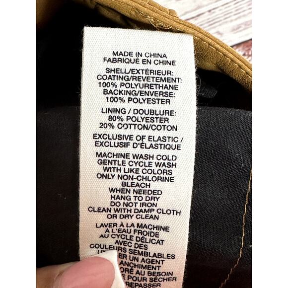 Avec les Filles Anthropologie Camel Faux Leather Straight Crop Pants Size Large - Picture 12 of 12